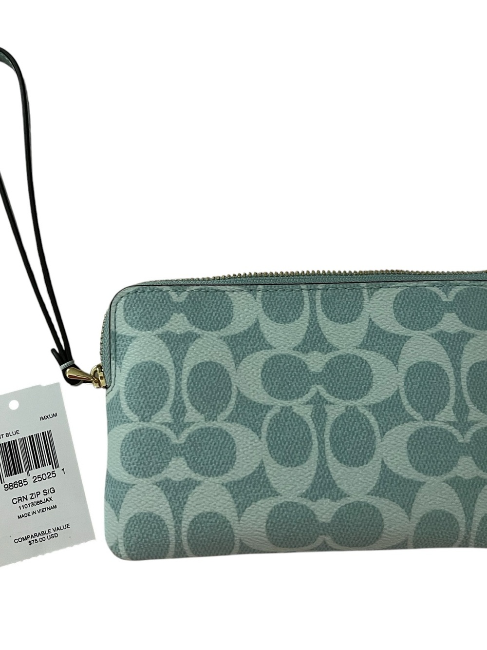 Coach Light Blue Signature Wristlet. New with tags - Picture 3 of 4